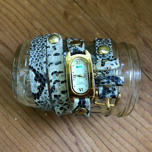 La Mer Collections snakeskin wrap watch